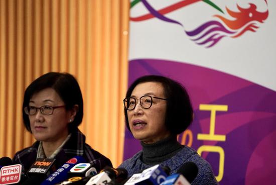 Sophia Chan, secretary for food and health of the HKSAR government says the first highly-suspected case of novel coronavirus pneumonia is confirmed in Hong Kong on Jan. 22, 2020. (Xinhua/Lui Siu Wai)