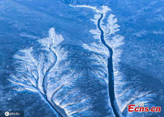 Stunning view of frozen sea in Dalian
