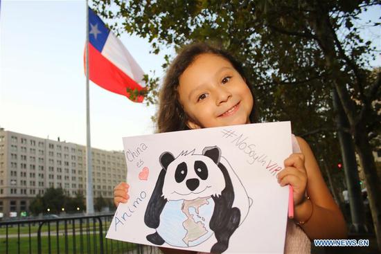 5-year-old girl in Chile draws pictures to cheer for China in fighting novel coronavirus