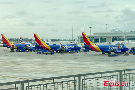 File photo shows Southwest Airlines jets at the Louis Armstrong New Orleans International Airport, Jan. 31, 2020. (Photo: China News Service/ Wang Fan)