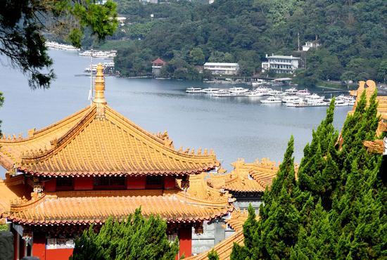 Photo taken on July 11, 2019 shows the scenery of the scenic spot of Riyue Tan, or the Sun Moon Lake, in Nantou County, southeast China's Taiwan. (Xinhua/Zhu Xiang)