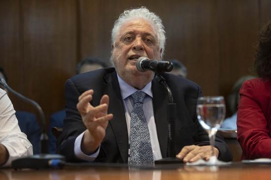 Argentinean Health Minister Gines Gonzalez Garcia speaks during a press conference in Buenos Aires, Argentina, on March 3, 2020. (Photo by Martin Zabala/Xinhua)