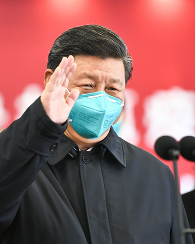 Chinese President Xi Jinping, also general secretary of the Communist Party of China Central Committee and chairman of the Central Military Commission, visits patients who are being treated and sends regards to medical workers who have been fighting the epidemic on the front line day and night, encouraging them to firm up confidence in defeating the epidemic, by video calls at the Huoshenshan Hospital in Wuhan, central China's Hubei Province, March 10, 2020. (Xinhua/Xie Huanchi)