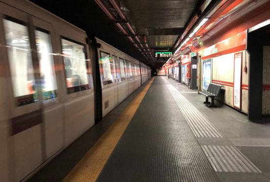 A subway station is seen in Rome, Italy, on March 18, 2020.(Photo by Alberto Lingria/Xinhua)