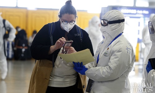 Shanghai Pudong International Airport enforces stringent measures to prevent the rise of imported coronavirus cases. (Photo: Yang Hui/GT)