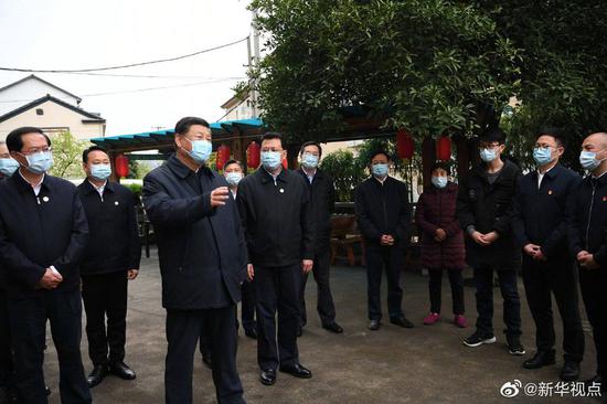 Xi Jinping, general secretary of the Communist Party of China Central Committee, inspected the county of Anji in east China's Zhejiang Province, March 30, 2020.