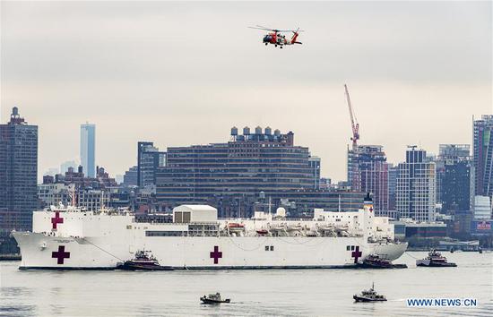 U.S. Navy ship arrives in NYC to ease pressure on city hospitals
