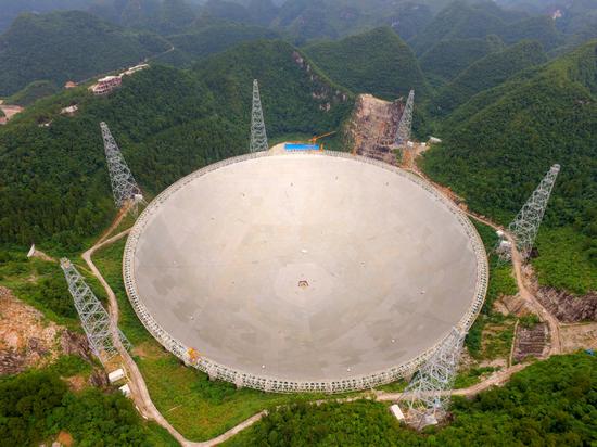 China's 500-meter Aperture Spherical Radio Telescope is in Pingtang county, Southwest China's Guizhou province. (Photo by Dai Chuanfu/chinadaily.com.cn)