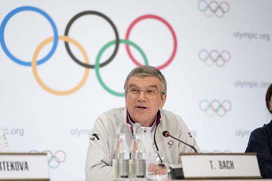 Thomas Bach, President of the International Olympic Committee, addresses a press conference about the 3rd Winter Youth Olympic Games in Lausanne, Switzerland on Jan. 21, 2020. (Xinhua/Chen Yichen)