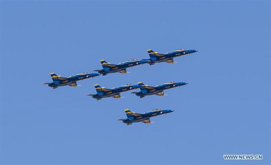 U.S. Blue Angels fly over Texas, Louisiana to honor coronavirus frontline workers