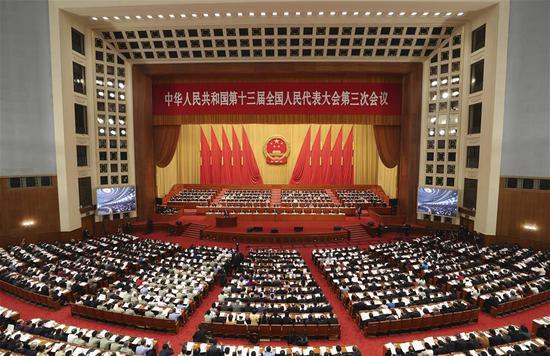 The third session of the 13th National People's Congress (NPC) opens at the Great Hall of the People in Beijing, capital of China, May 22, 2020. (Xinhua/Yao Dawei)