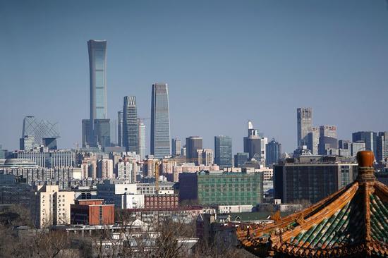Photo taken on March 4, 2020 shows the skyscrapers of the Central Business District (CBD) in Beijing, capital of China. (Xinhua/Ju Huanzong)