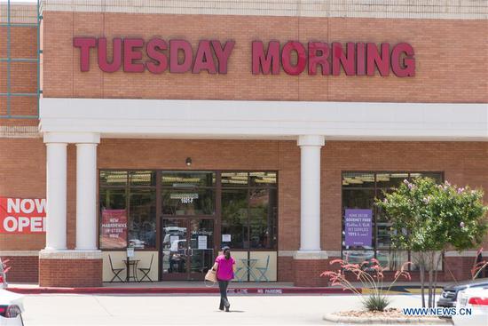 Photo taken on May 27, 2020 shows a Tuesday Morning store in Plano of Texas, the United States. U.S. off-price retailer Tuesday Morning has filed for bankruptcy protection amid the COVID-19 pandemic, the company said Wednesday. (Photo by Dan Tian/Xinhua)