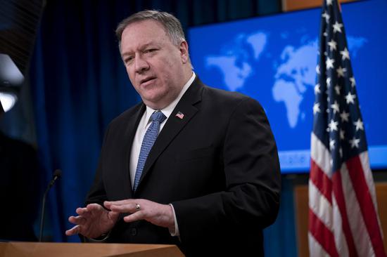 U.S. Secretary of State Mike Pompeo speaks during a press briefing in Washington D.C., the United States, on March 5, 2020. (Xinhua/Liu Jie)