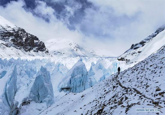 View of East Rongbuk glacier on Mount Qomolangma