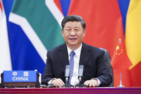 Chinese President Xi Jinping chairs the Extraordinary China-Africa Summit on Solidarity against COVID-19 and delivers a keynote speech at the summit in Beijing, capital of China, June 17, 2020. The summit, held via video link, was jointly proposed by China, South Africa, the rotating chair of the African Union (AU), and Senegal, the co-chair of the Forum on China-Africa Cooperation (FOCAC). (Xinhua/Huang Jingwen)