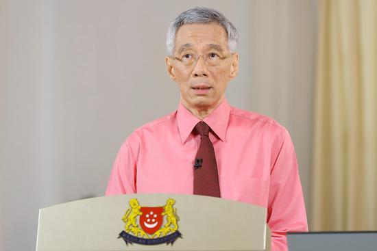 Singapore Prime Minister Lee Hsien Loong speaks during a live address to the nation in Singapore, June 23, 2020. (Ministry of Communications and Information of Singapore/Handout via Xinhua)