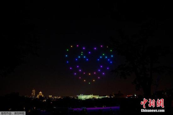 Drones light up Madrid sky for victims and frontline workers amid pandemic