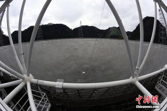China's Five-hundred-meter Aperture Spherical Radio Telescope was put into use in Guizhou Province on Jan. 11, 2020. (File photo/China News Service)