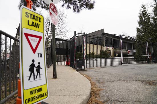 Photo taken on March 3, 2020 show the closed gate of SAR Academy in Bronx of New York, the United States. (Xinhua/Wang Ying)