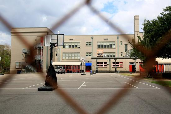 Photo taken on March 20, 2020 shows a school closed due to COVID-19 in New Orleans, Louisiana, the United States. (Photo by Lan Wei/Xinhua)