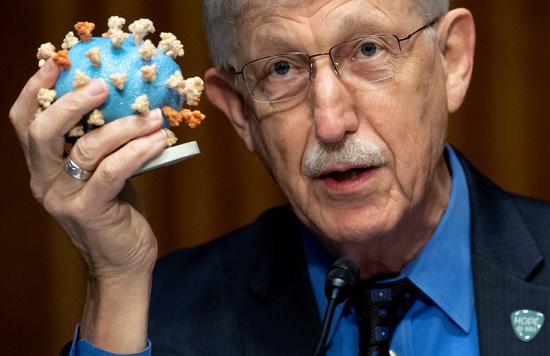 
Francis Collins, director of the U.S. National Institutes of Health (NIH), testifies during a hearing of U.S. Senate Subcommittee on Labor, Health and Human Services, Education, and Related Agencies on the plan to research, manufacture and distribute a coronavirus vaccine on Capitol Hill in Washington, D.C., the United States, on July 2, 2020. (Saul Loeb/Pool via Xinhua)