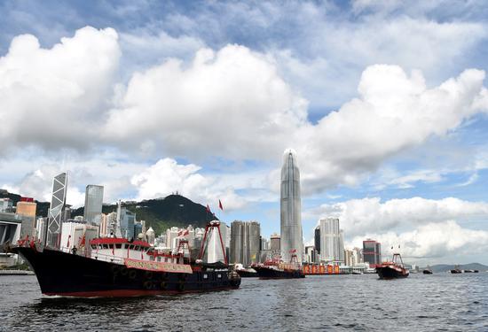 Photo taken on July 1, 2020 shows the view of Victoria Harbour in Hong Kong, south China. (Xinhua/Lo Ping Fai)