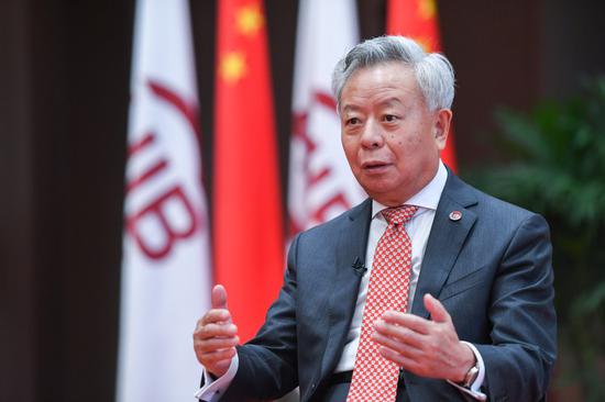 Jin Liqun, president of the Asian Infrastructure Investment Bank (AIIB), at an exclusive interview with Xinhua News Agency after being elected to a second term, July 29, 2020. (Xinhua/Chen Yehua)