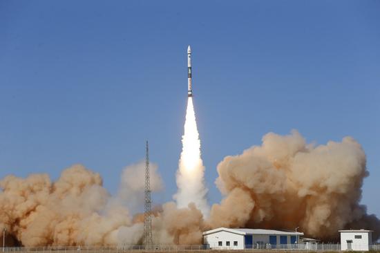 Two satellites, Xingyun-2 01 and 02, are launched by a Kuaizhou-1A (KZ-1A) carrier rocket from the Jiuquan Satellite Launch Center in northwest China, May 12, 2020. (Photo by Shan Biao/Xinhua)