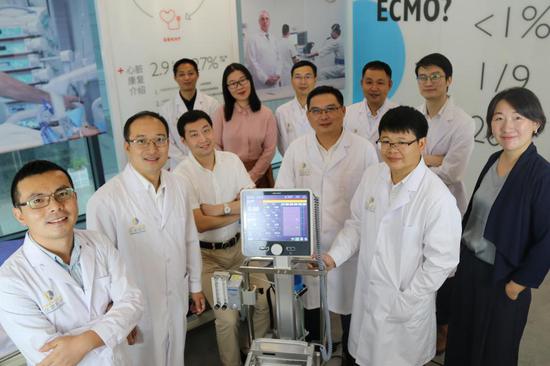 Group photo of Liu Yang (1st R) and her research team. (Photo provided to Xinhua)