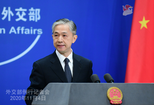 Wang Wenbin, spokesperson for China's Foreign Ministry, addresses a press conference on Nov. 4, 2020. (Photo/fmprc.gov.cn)