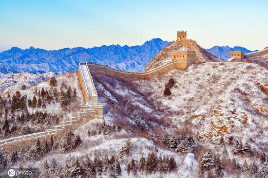 Jinshanling Great Wall covered by snowfall