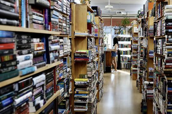 A customer is seen at the Book Rack bookshop in Arcadia, Los Angeles County, the United States, on Oct. 13, 2020. (Xinhua)