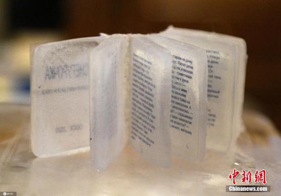 Russian artist creates miniature ice books