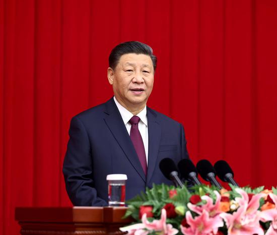 Chinese President Xi Jinping, also general secretary of the Communist Party of China Central Committee and chairman of the Central Military Commission, delivers an important speech at the New Year gathering held by the National Committee of the Chinese People's Political Consultative Conference (CPPCC) in Beijing, capital of China, Dec. 31, 2020. (Xinhua/Ju Peng)