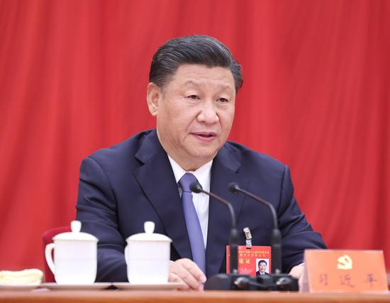 Xi Jinping, general secretary of the Communist Party of China(CPC) Central Committee, makes an important speech on Oct.29, 2020 at the fifth plenary session of the 19th CPC Central Committee in Beijing, capital of China. The session was held in Beijing from Oct. 26 to 29, 2020. (Xinhua/Ju Peng)