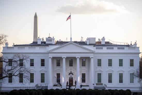 Photo taken on Jan. 20, 2021 shows the White House in Washington, D.C., the United States. (Photo by Ting Shen/Xinhua)