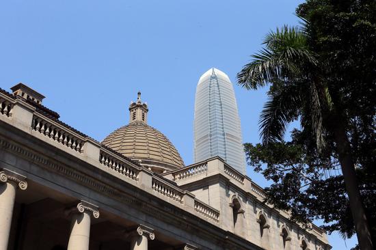 Hong Kong Court of Final Appeal (Front) and International Finance Center are seen in Hong Kong, China, March 2, 2017. (Xinhua/Li Peng)