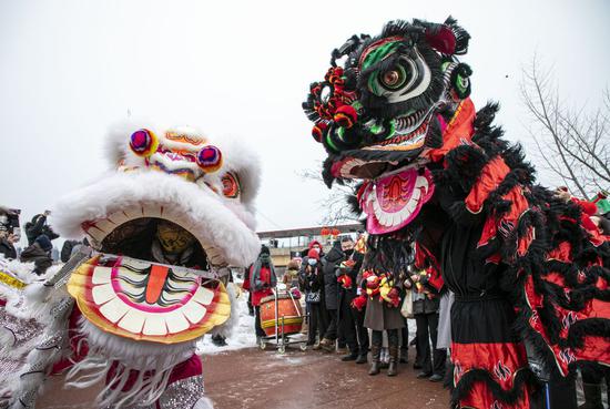 An event to celebrate the upcoming Chinese Lunar New Year, which falls on Feb. 12, is held in Chicago, the United States on Feb. 6, 2021. (Photo by Joel Lerner/Xinhua)