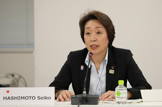 Minister for the Tokyo Olympic and Paralympic Games Seiko Hashimoto speaks during the video meeting of the 10th International Olympic Committee (IOC) Coordination Commission for the Games of the XXXII Olympiad - Tokyo 2020 in Tokyo, Japan, Sept. 24, 2020. (Xinhua/Du Xiaoyi)