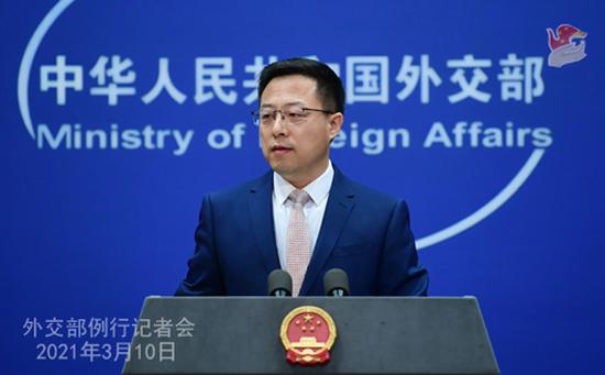 Zhao Lijian, the spokesman for the Chinese Foreign Ministry, speaks at a press conference on Mar. 10, 2021. (Photo/fmprc.gov.cn)