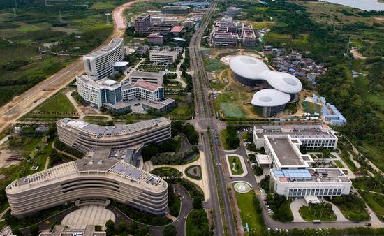 Aerial photo taken on April 3, 2020 shows a view of Hainan's Boao Lecheng pilot zone of international medical tourism in south China's Hainan Province. (Xinhua/Guo Cheng)