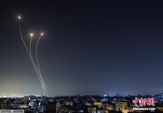 The Palestinian militants in Gaza responded with military strikes in Gaza, May 17, 2021. (Photo/Agencies)