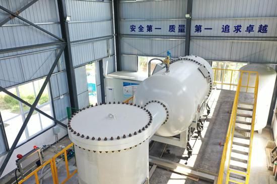 Photo shows China's first set of equipment that could dispose of medical wastewater with electron beam irradiation in Shiyan, central China's Hubei Province. (Photo provided by the China Atomic Energy Authority)