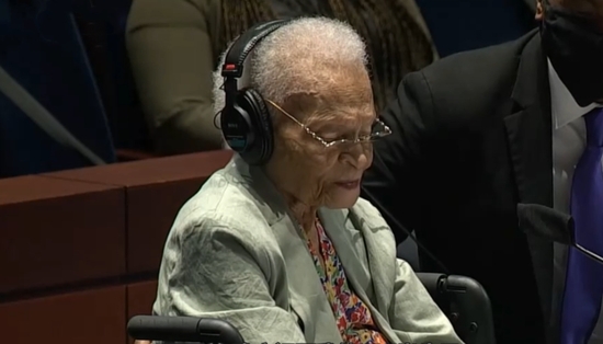 Viola Ford Fletcher, the oldest survivor of the 1921 Tulsa Race Massacre, testifies at the hearing on May 19, 2021. (Photo/Screenshot of CNSTV)