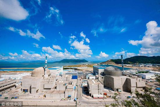 A bird's-eye view of the nuclear power plant in Taishan, Guangdong province. [Photo/VCG] 