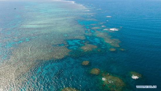 Aerial photo taken on June 2, 2021 shows the Great Barrier Reef in Queensland, Australia. (Xinhua/Hu Jingchen)
