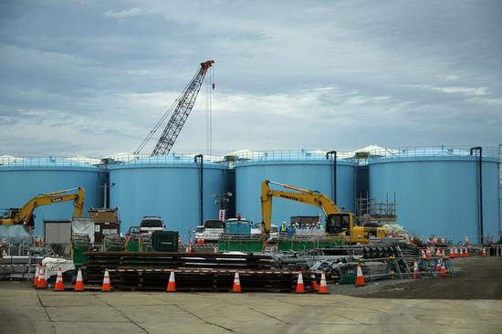 File photo taken on Oct. 12, 2017, shows huge tanks that store contaminated radioactive wastewater in Fukushima Daiichi nuclear plant, in Fukushima Prefecture, Japan. (Xinhua)