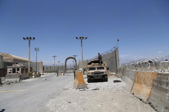 Photo taken on July 2, 2021 shows the gate of Bagram Airfield after all U.S. and NATO forces evacuated in Parwan province, eastern Afghanistan. (Photo by Sayed Mominzadah/Xinhua)