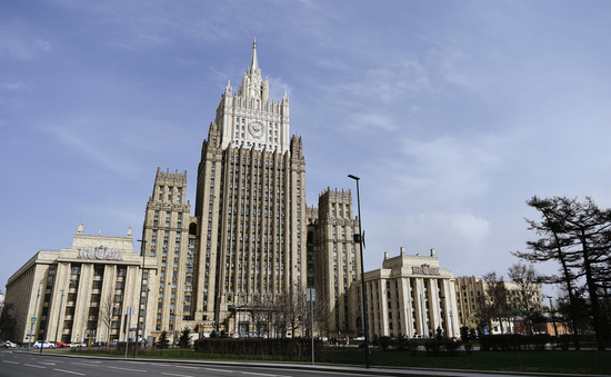 Photo taken on April 16, 2021 shows the Ministry of Foreign Affairs of Russia in Moscow. (Xinhua/Evgeny Sinitsyn)